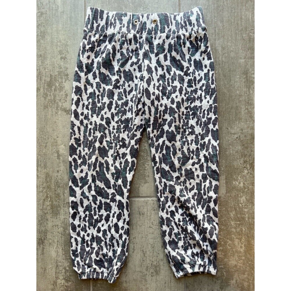 $98 Monrow Mini Designer Leopard Print Girls Toddler Pants Sweatpants Joggers 4